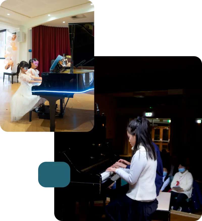 Students performing piano at Horizon Music Academy concerts